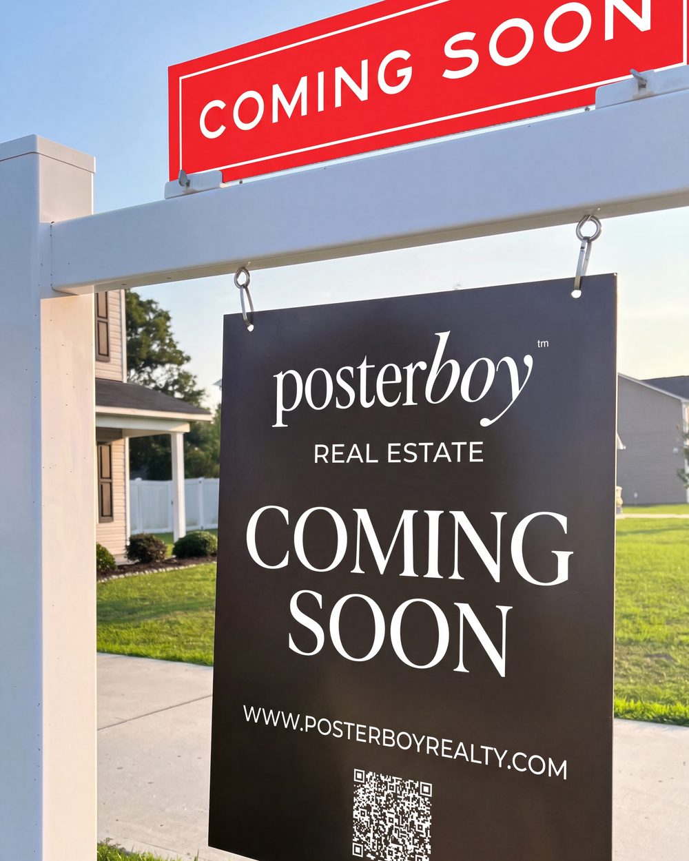 A coming-soon real estate sign made in the Studio