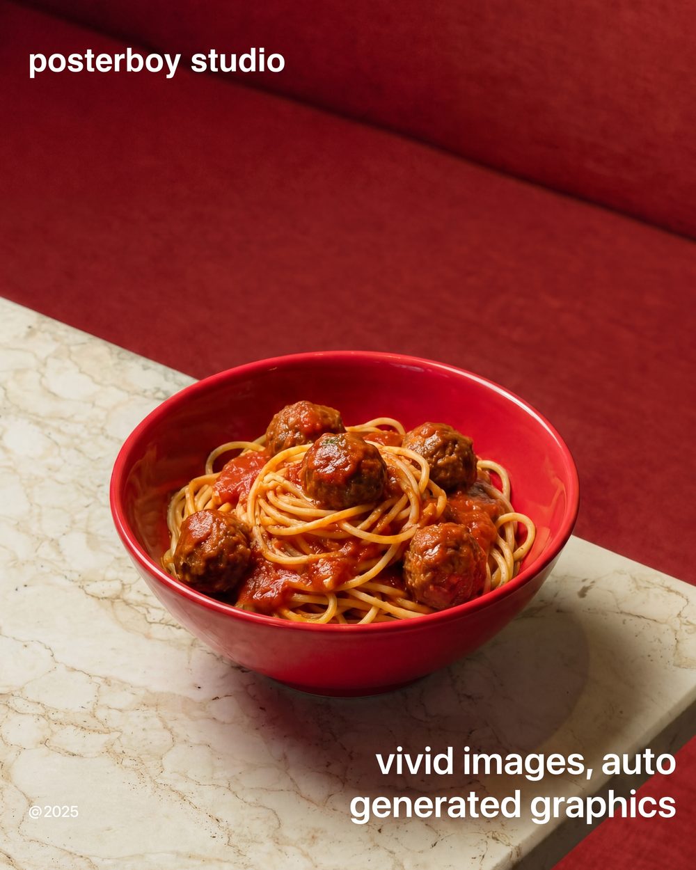 A restaurant pasta post made in the Studio